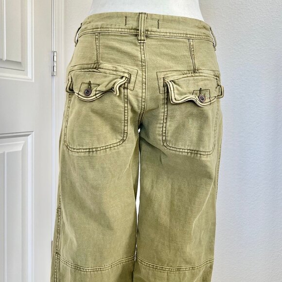 FREE PEOPLE High-Rise Button-Fly Moss Green Utility Boyfriend Pant Size 25 - Picture 11 of 16